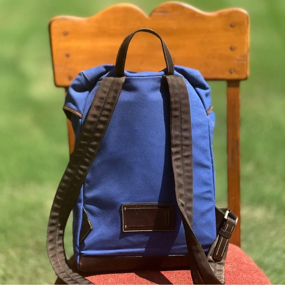 AUTHENTIC Prada Tessuto Nylon Bright Blue Double Buckle Backpack.